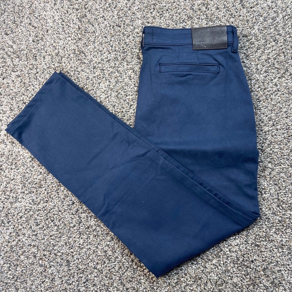 PAIGE Graham Trouser Mens 32x29 Navy Blue‎ Slim Cotton Blend Stretch Chino Pants